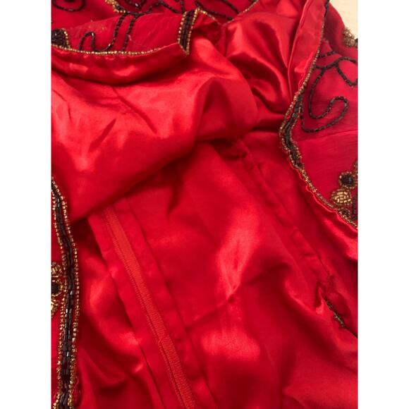 Vintage Scala silk beaded sequin top womans size XL formal red golden girls - Picture 9 of 10